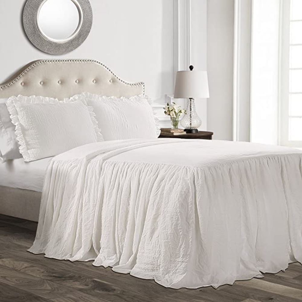 Lush Decor Queen Ruffle Skirt Bedspread White Set